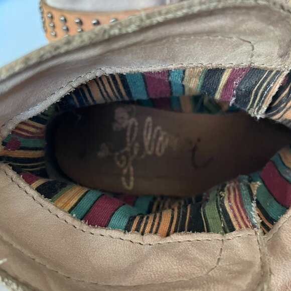 FELMINI Ankle Boots Nobuck Leather Buckle Studded Strap Pull-On Casual Tan 7 - Picture 9 of 11